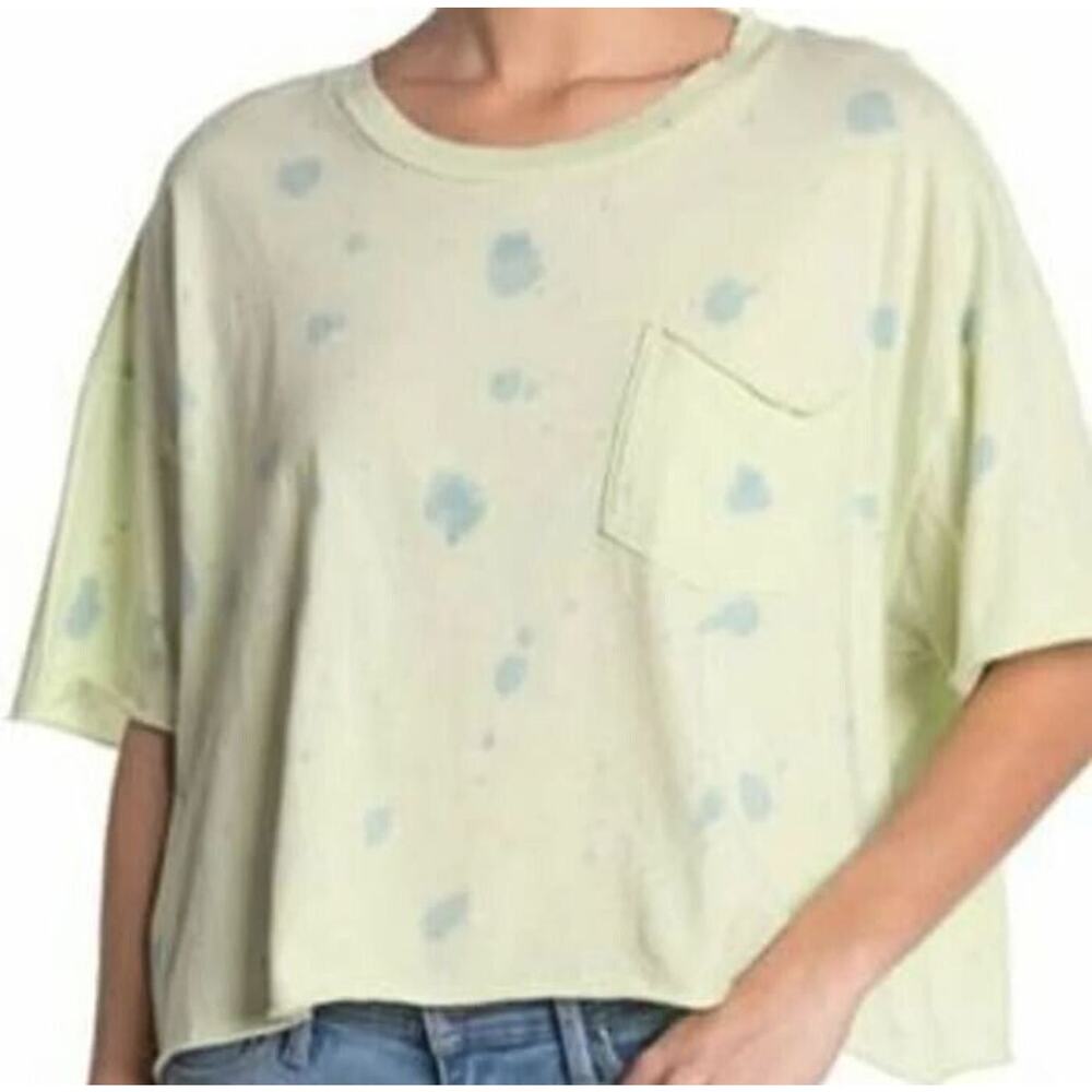 Abound Women's Cotton Tie Dye Short Sleeve Cropped Pocket Tee Green XSmall